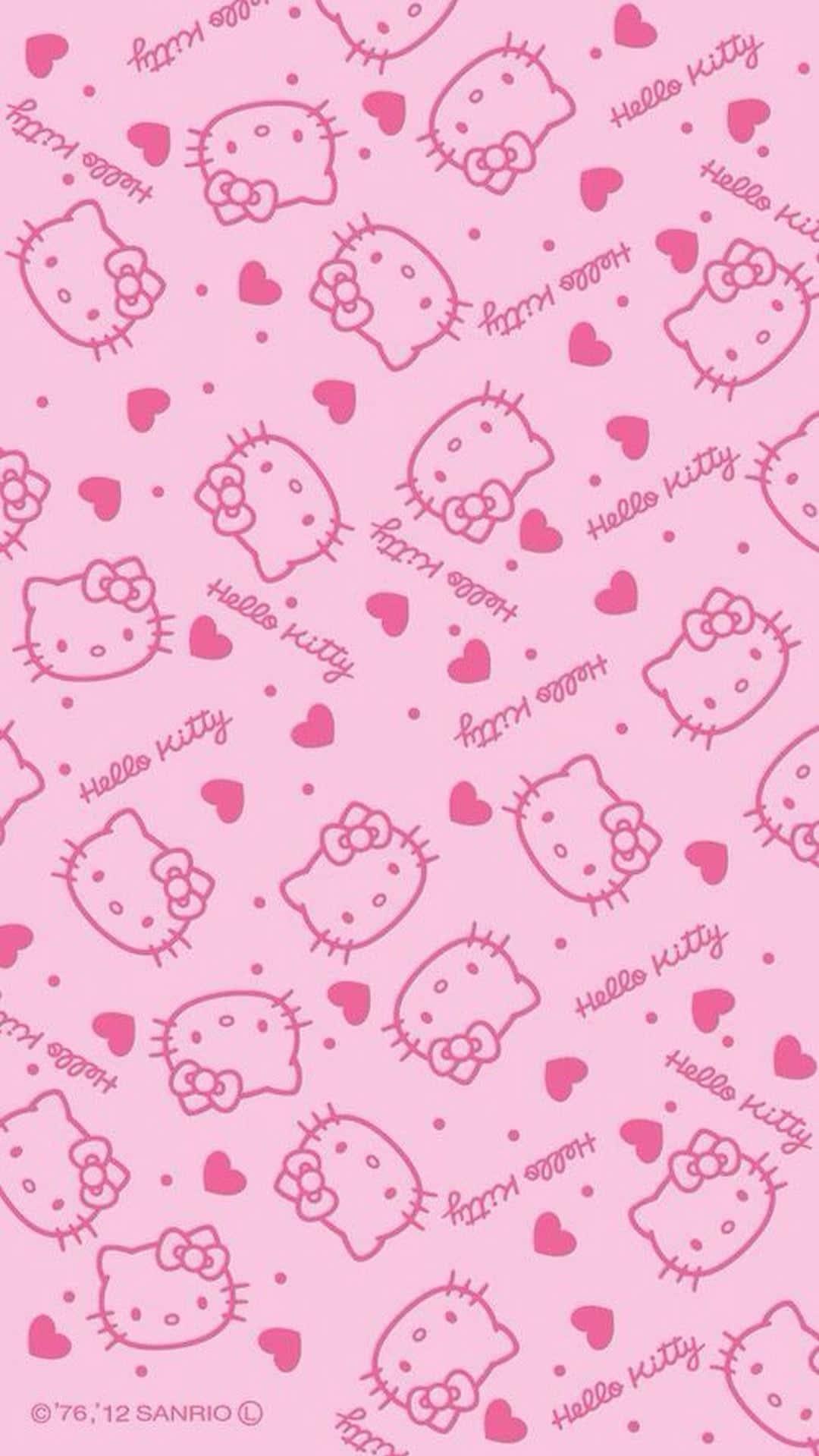 Cute Pink Hello Kitty Hearts Wallpaper Art