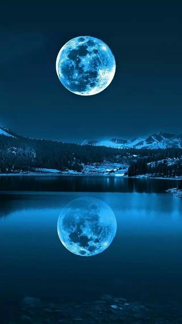 Blue Moon Over Water Wallpaper Drawings In