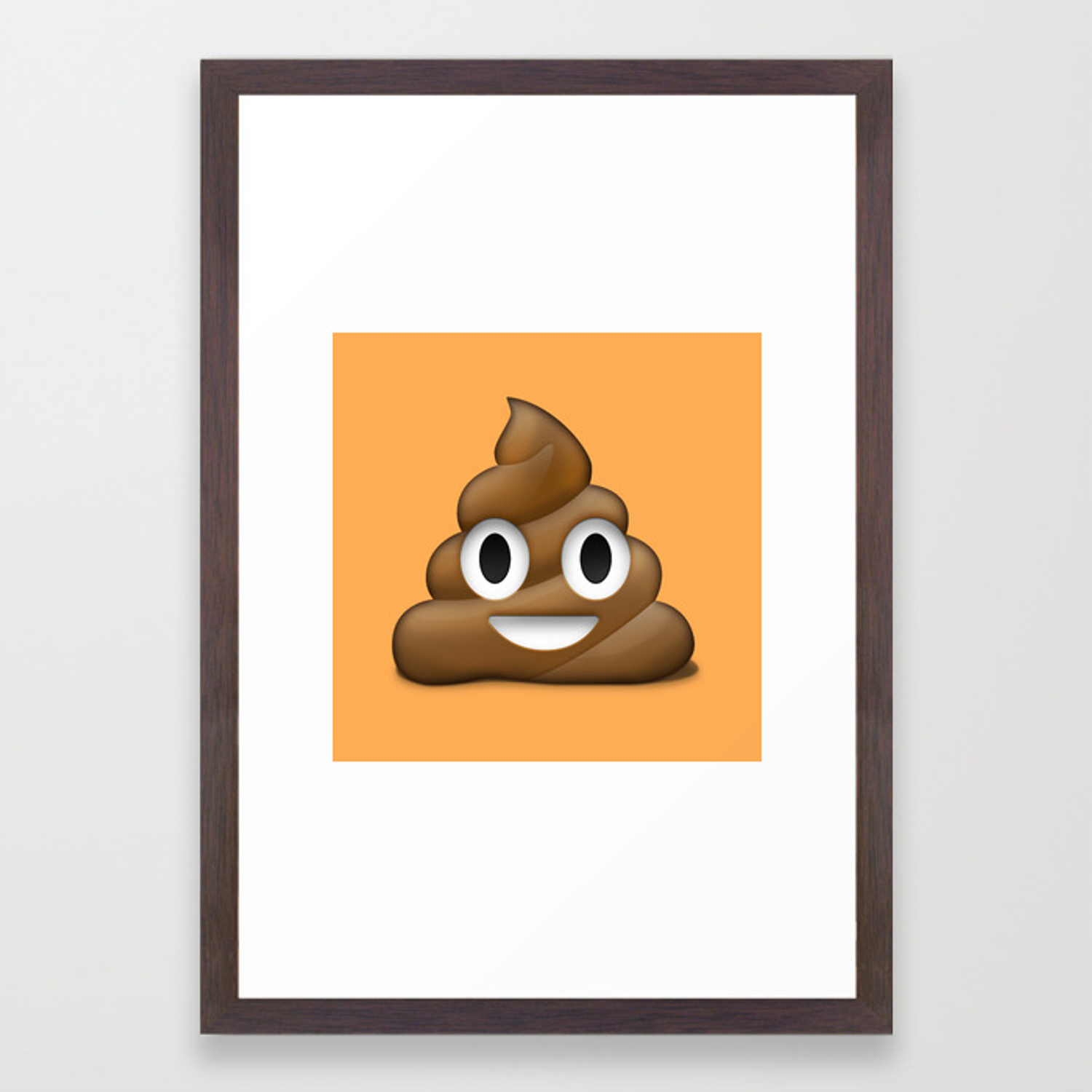 Smiling Poo Emoji Colored Background Framed Art Print By Flarup