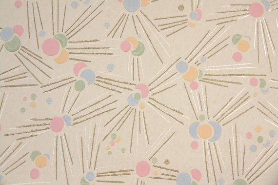 1940s Vintage Wallpaper pastel pink blue yellow and green atomic 570x379