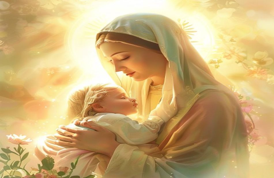 Mother Mary With Baby Jesus Wallpaper