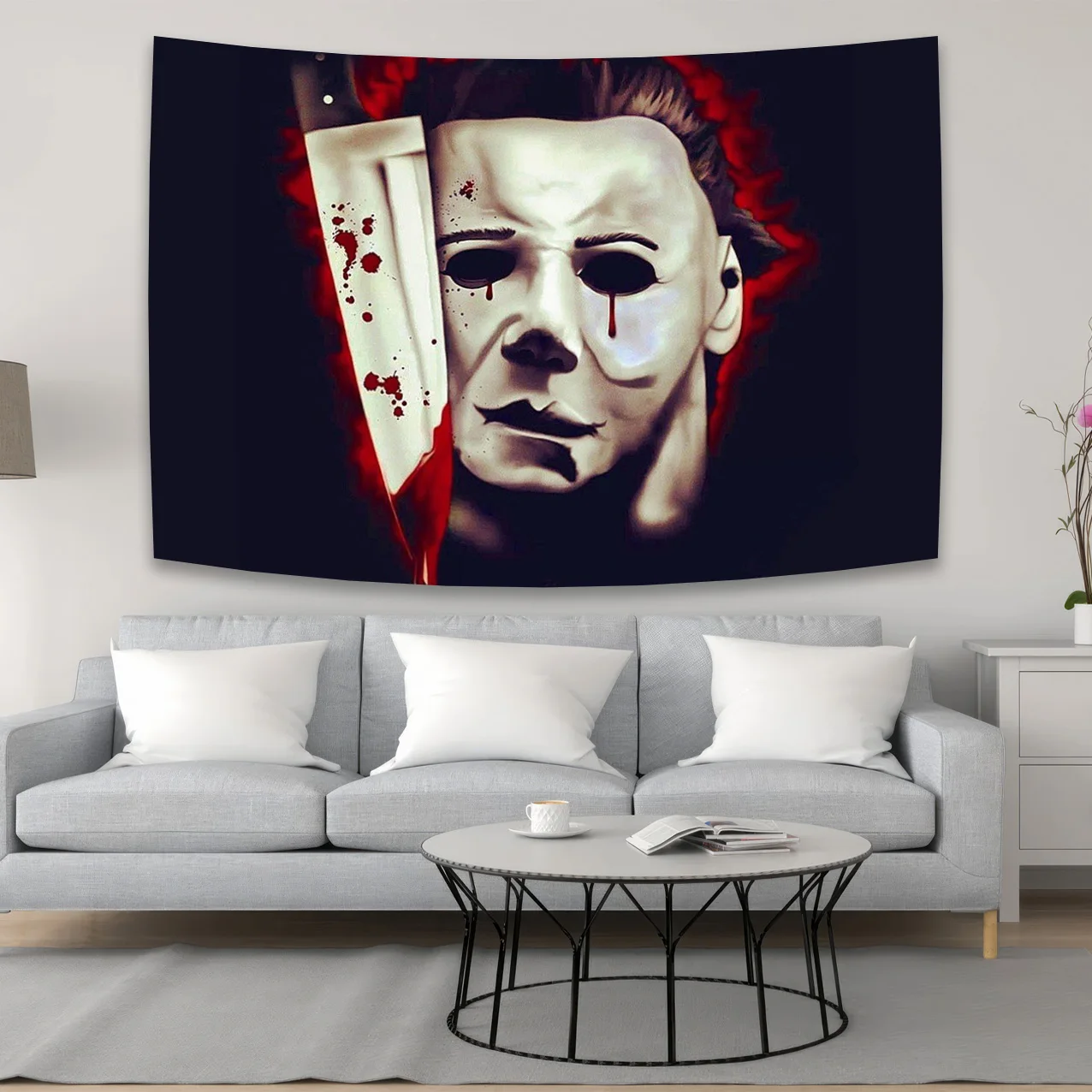 Halloween Michael Myers Tapestry Aesthetic Room Decoration Horror Movie Wallpaper Party Fabric For Wall