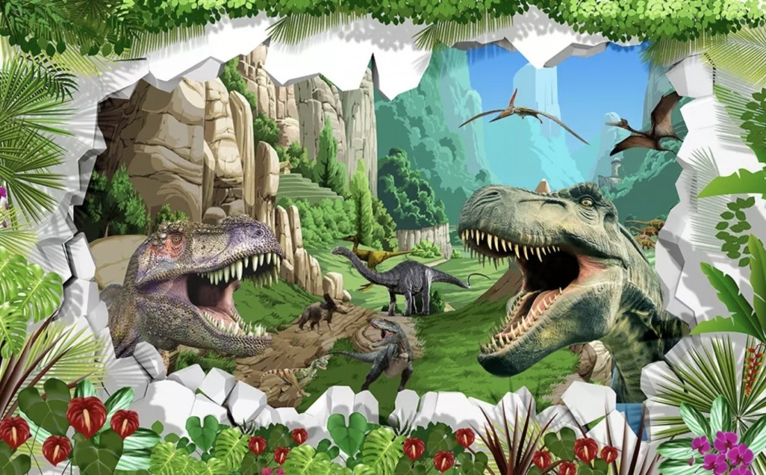 Free download 3D Look Dragons and Dinosaurs Wallpaper Mural Wallpaper