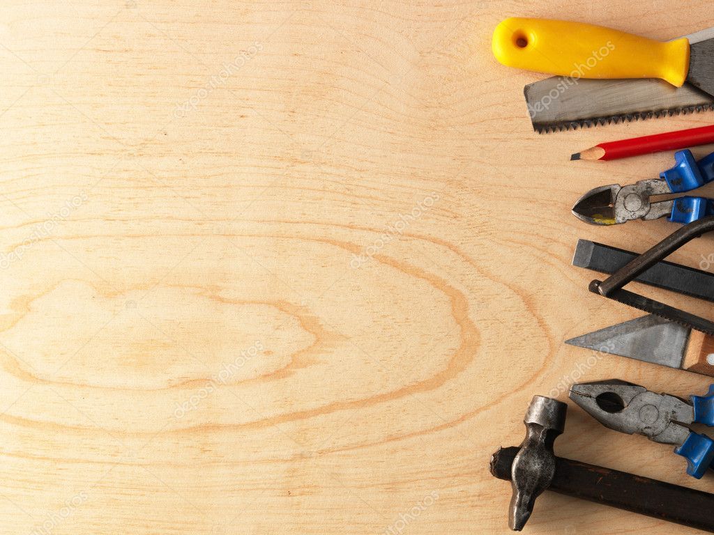 Tools On A Wooden Background Stock Photo Affiliate