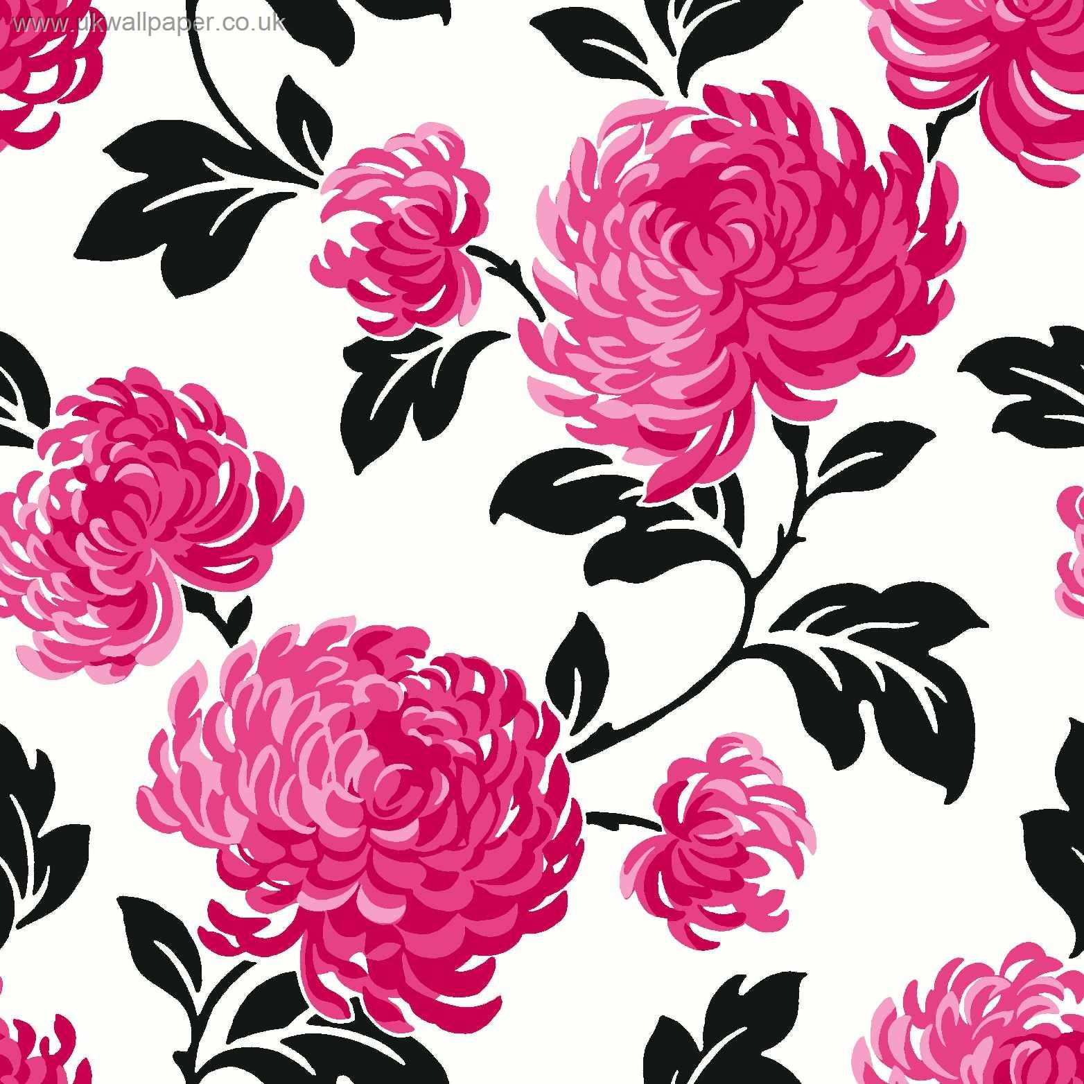 black with pink flowers wallpaper