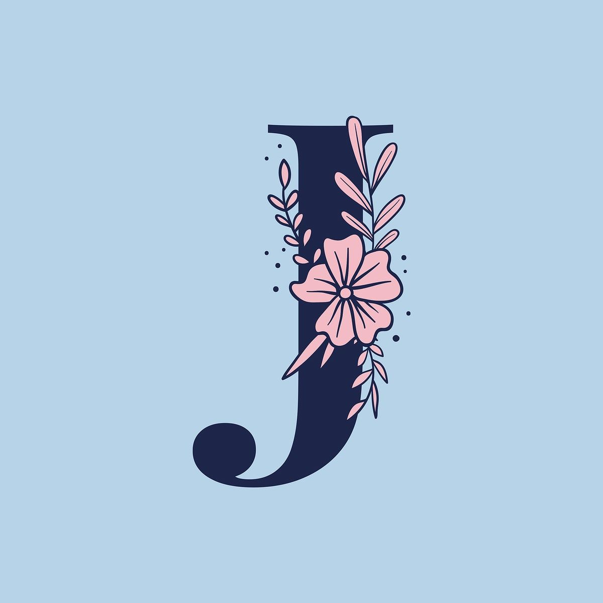 Floral Letter J Psd Alphabet Typography Wallpaper