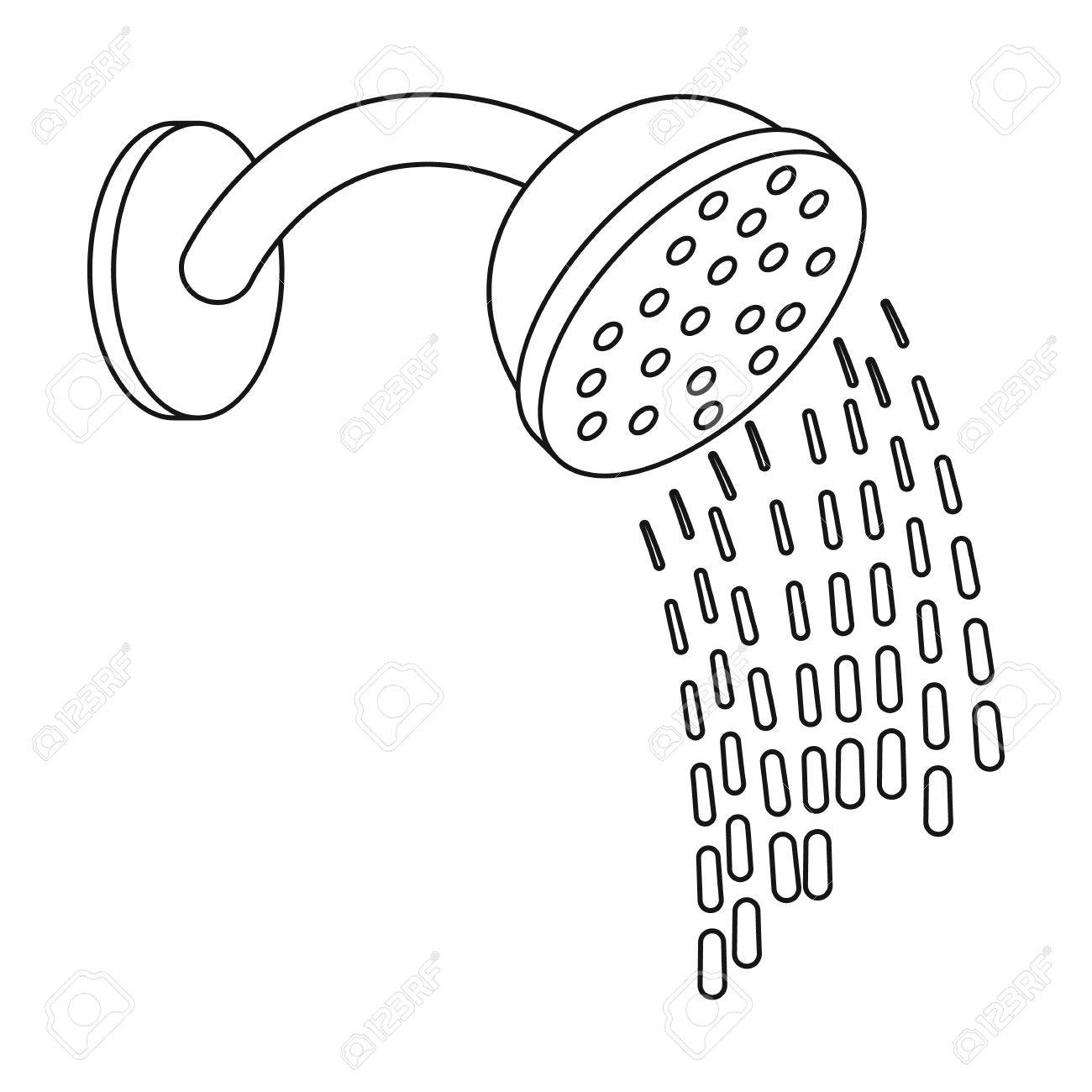 Shower Icon In Outline Style Isolated On White Background Hotel
