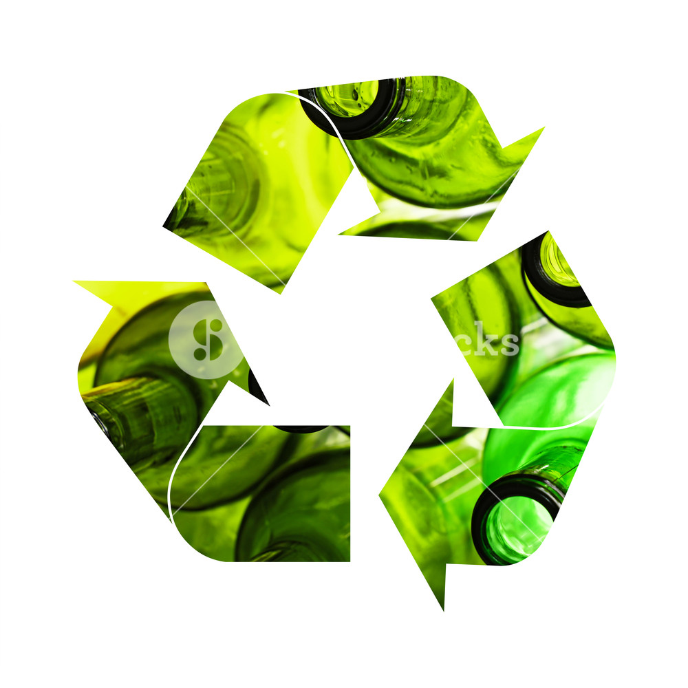 Illustration Of Recycling Symbol Green Glass Bottles Isolated