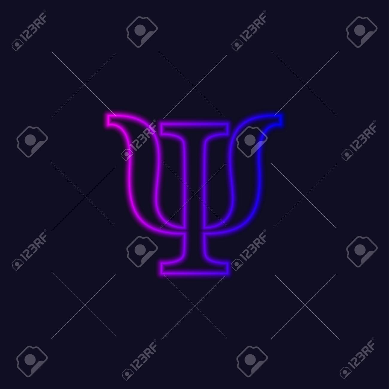 Letter Psi Icon Therapy Line Of Neon Element Psychologist Logo