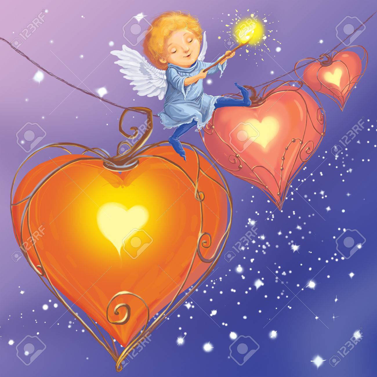 Angel Light Hearts Love Congratulates With Valentine S Day