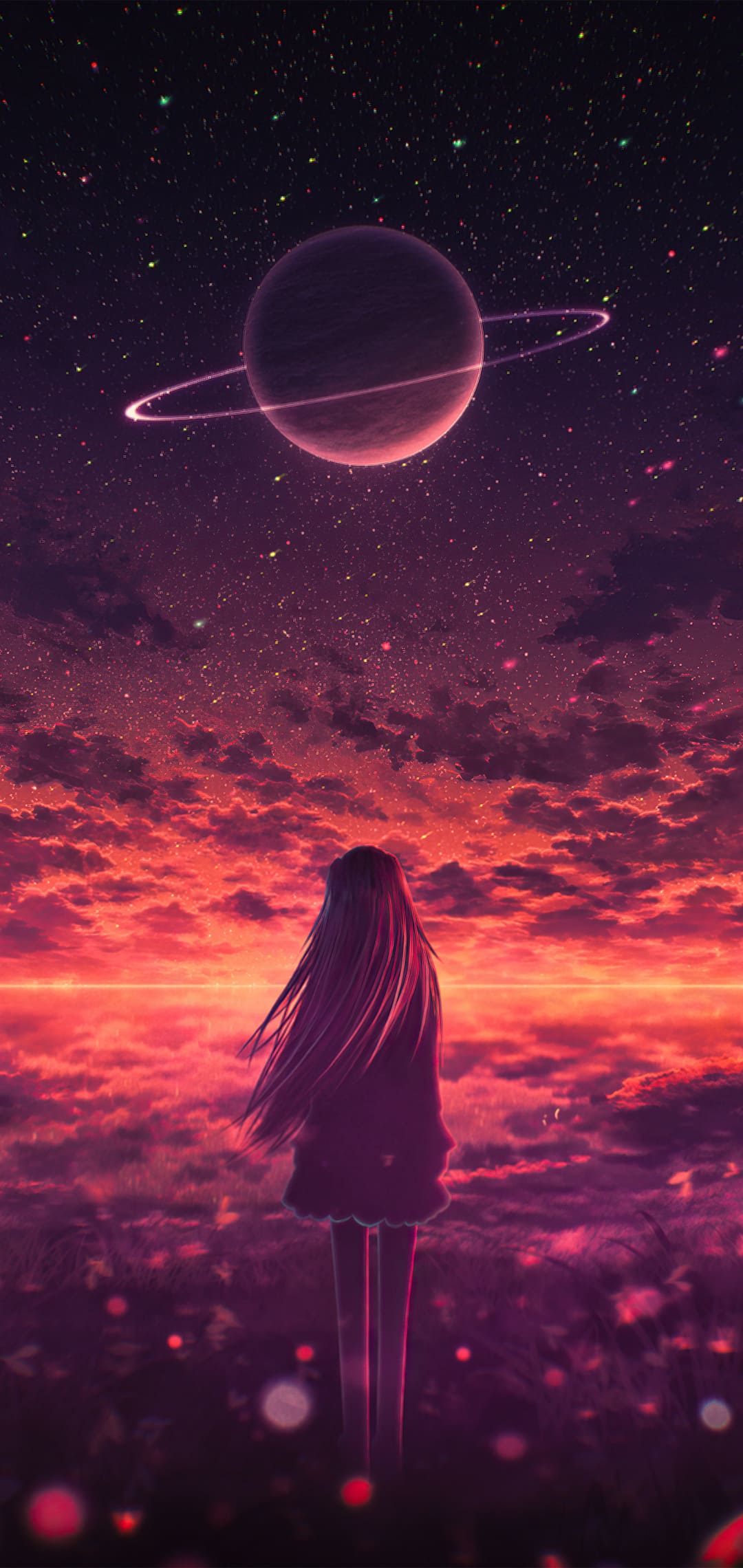 Anime Scenery Sunset Night Sky iPhone Wallpaper  Wallpapers Download 2023