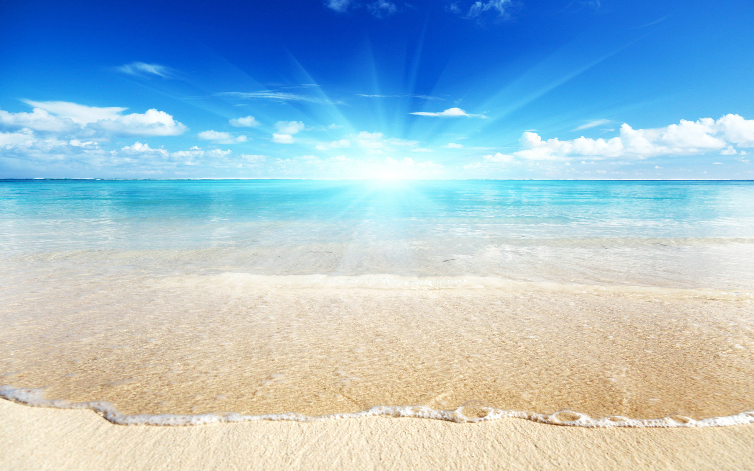Beautiful Beach And Blue Sky Wallpaper Background With