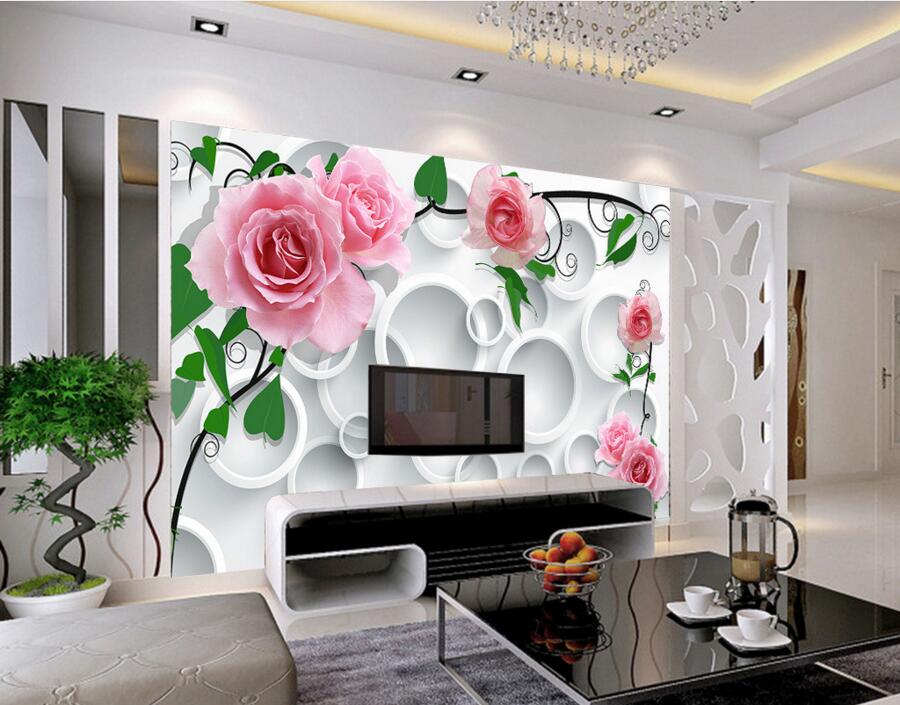 Custom Modern Wallpaper Design Circle Background Rose Papel De