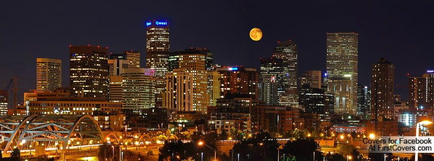 Denver Skyline At Night Profile Covers