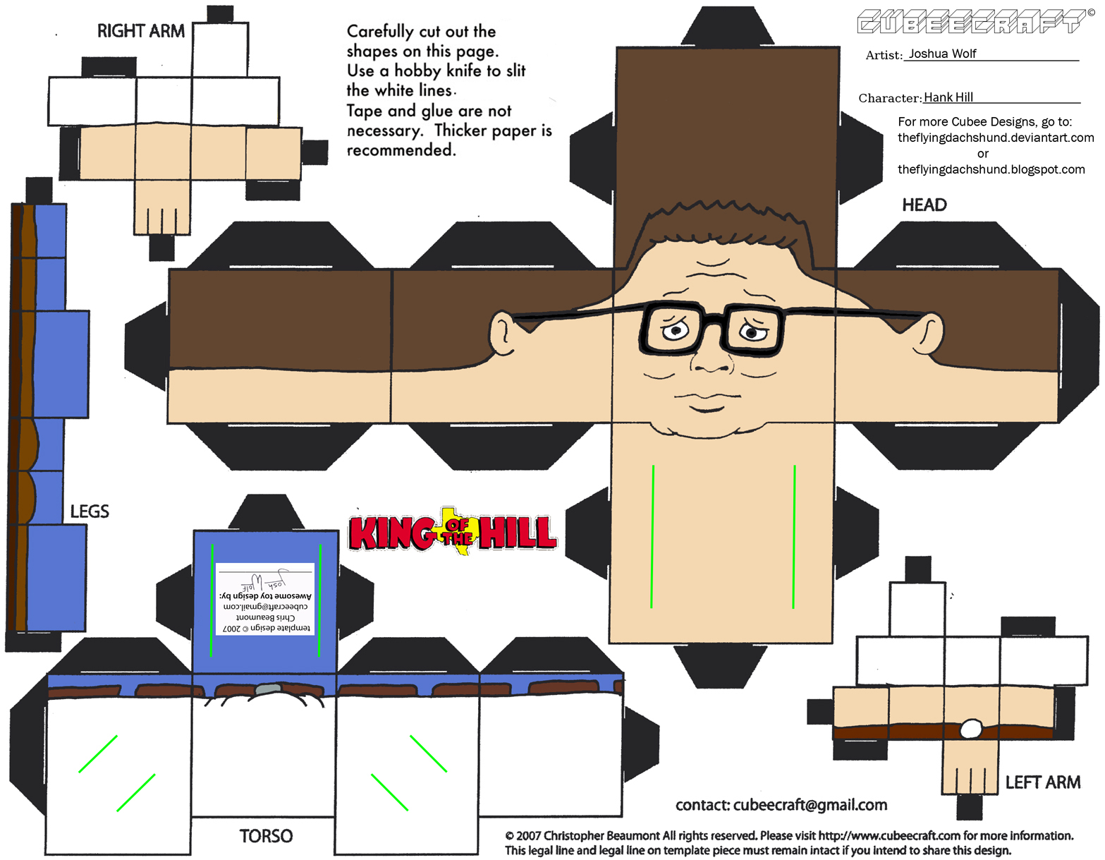 Designs Patterns Papercraft Cubee Hank Hill From King Of The