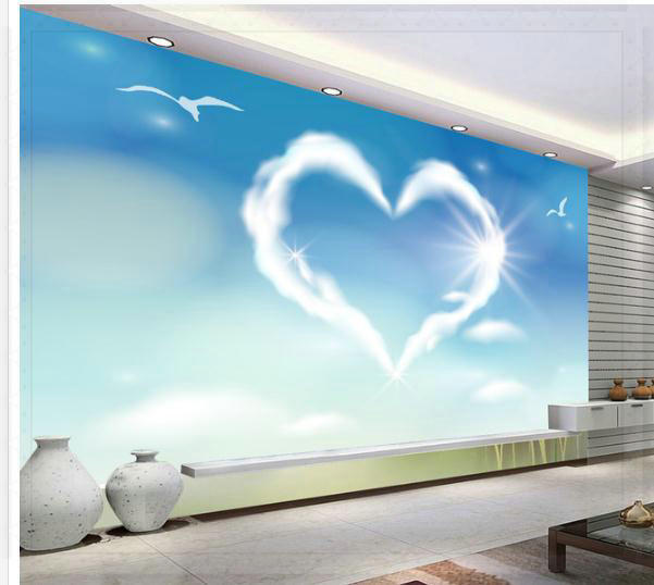 Wallpaper heart shaped cloud sky backdrop mural wallpaper mural wall