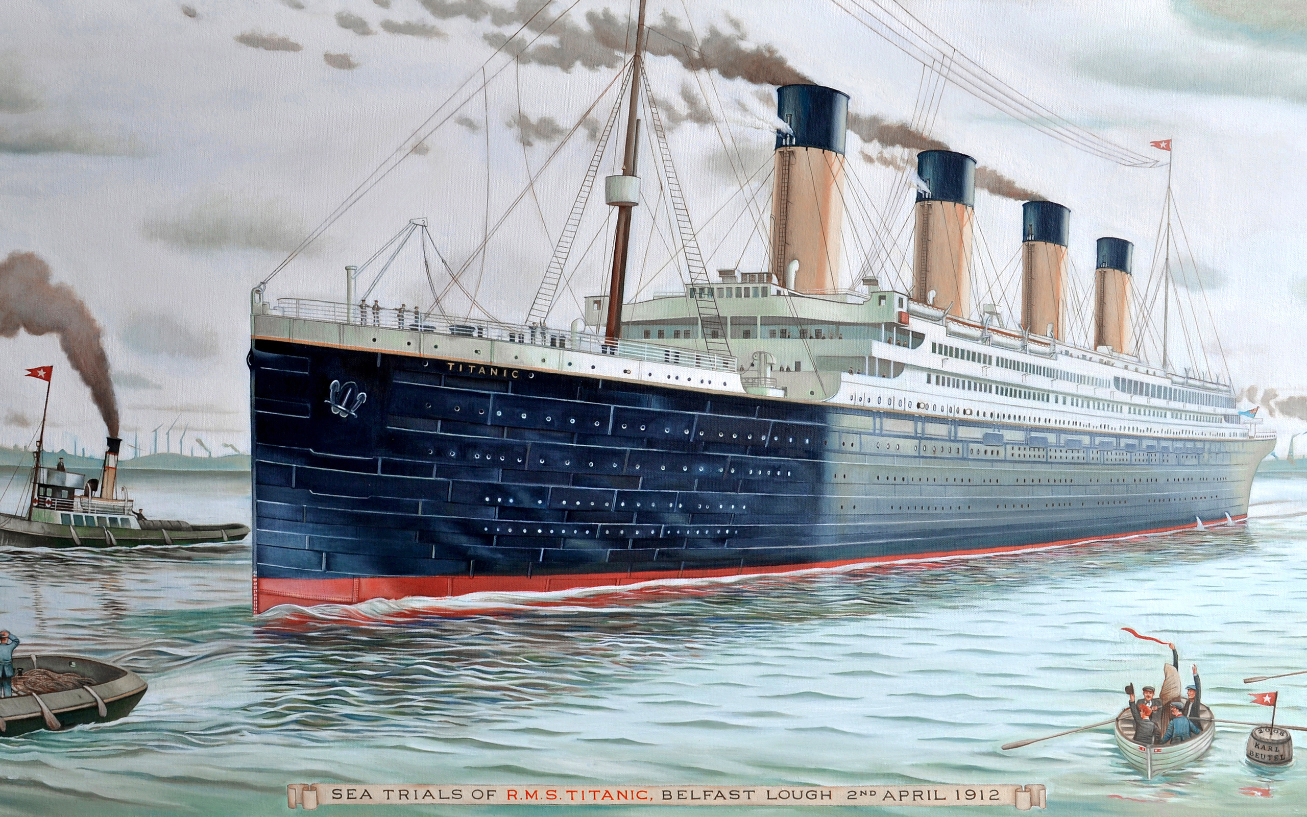 Ship Boat Titanic Painting Wallpaper