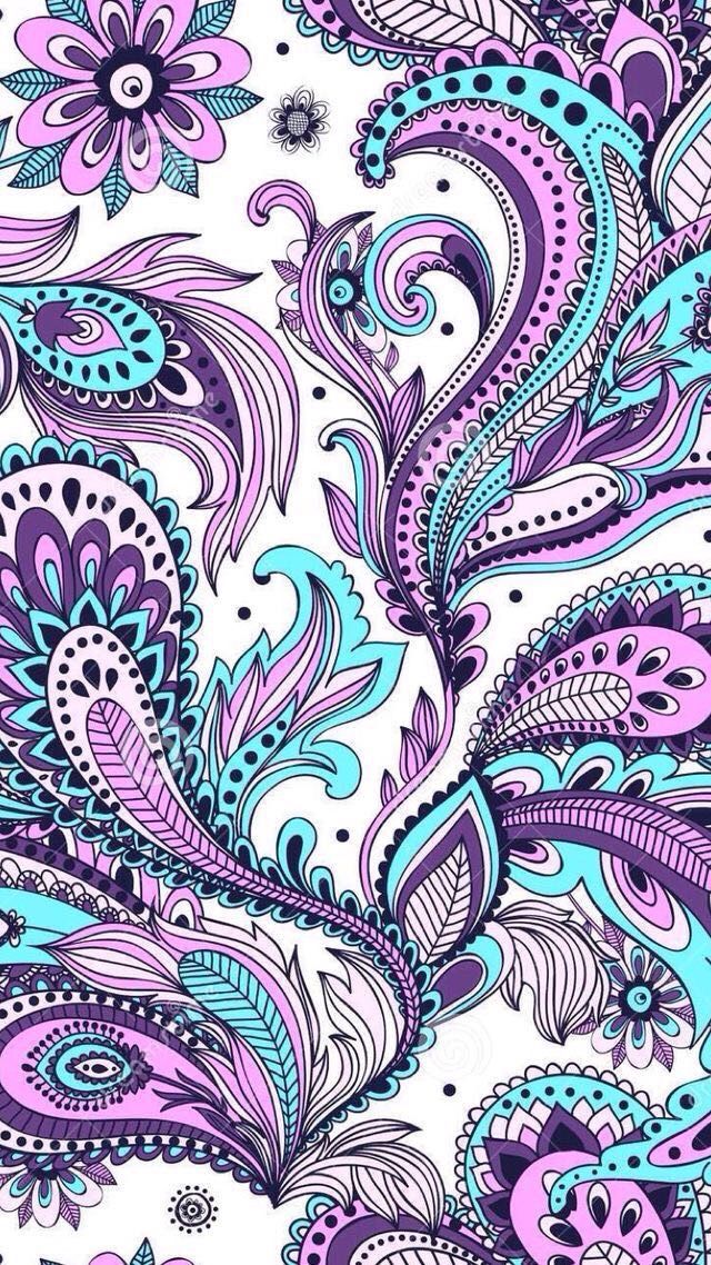 Purple Blue Swirls S P Misc In Paisley Wallpaper