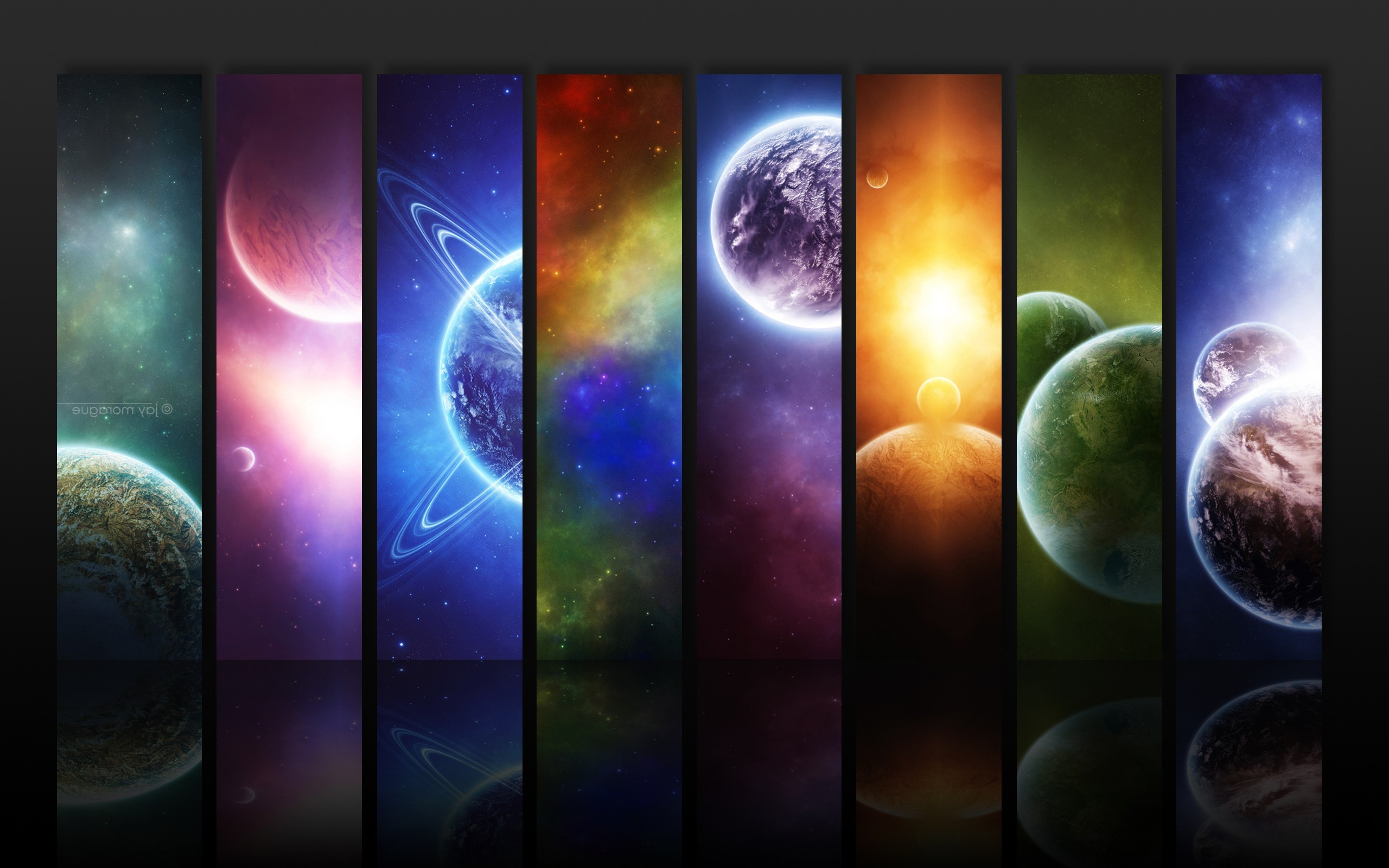 A colorful collage of planets, showcasing diverse planetary landscapes and cosmic backgrounds