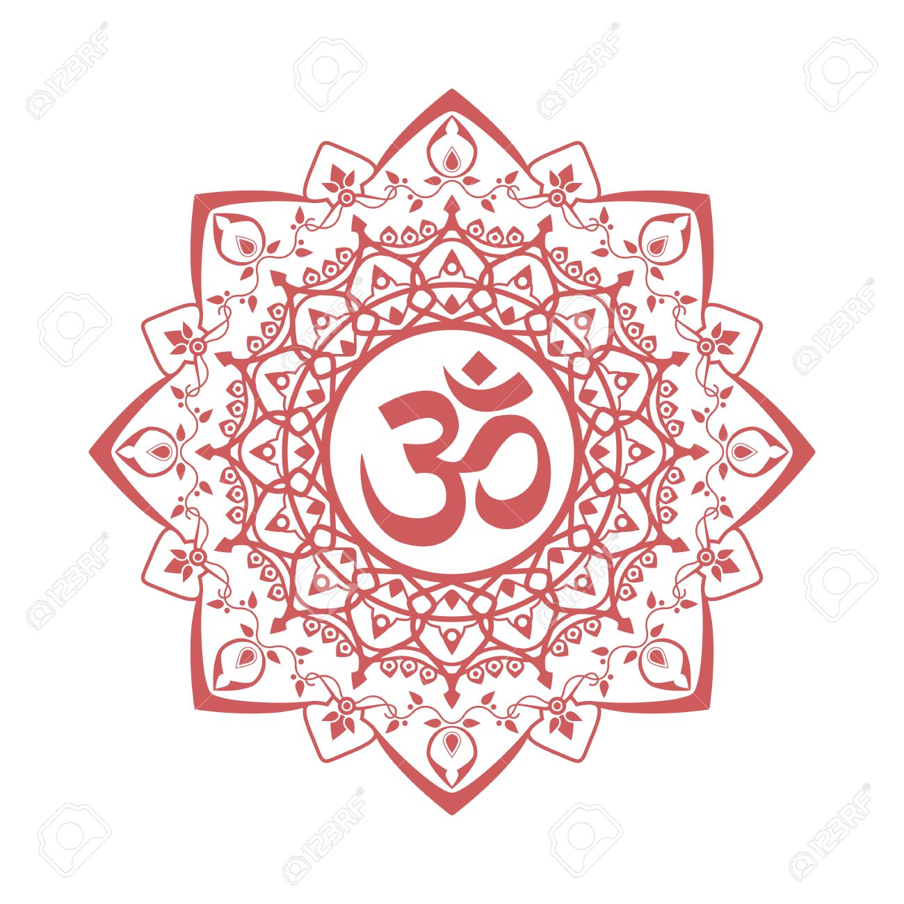Om Symbol Aum Sign With Decorative Indian Ornament Mandala