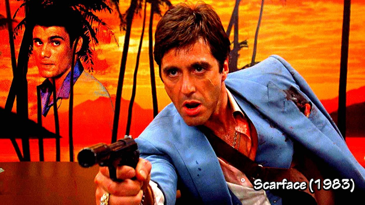 Scarface Crime Drama Movie Film Weapon Gun Blood Sunset Dark