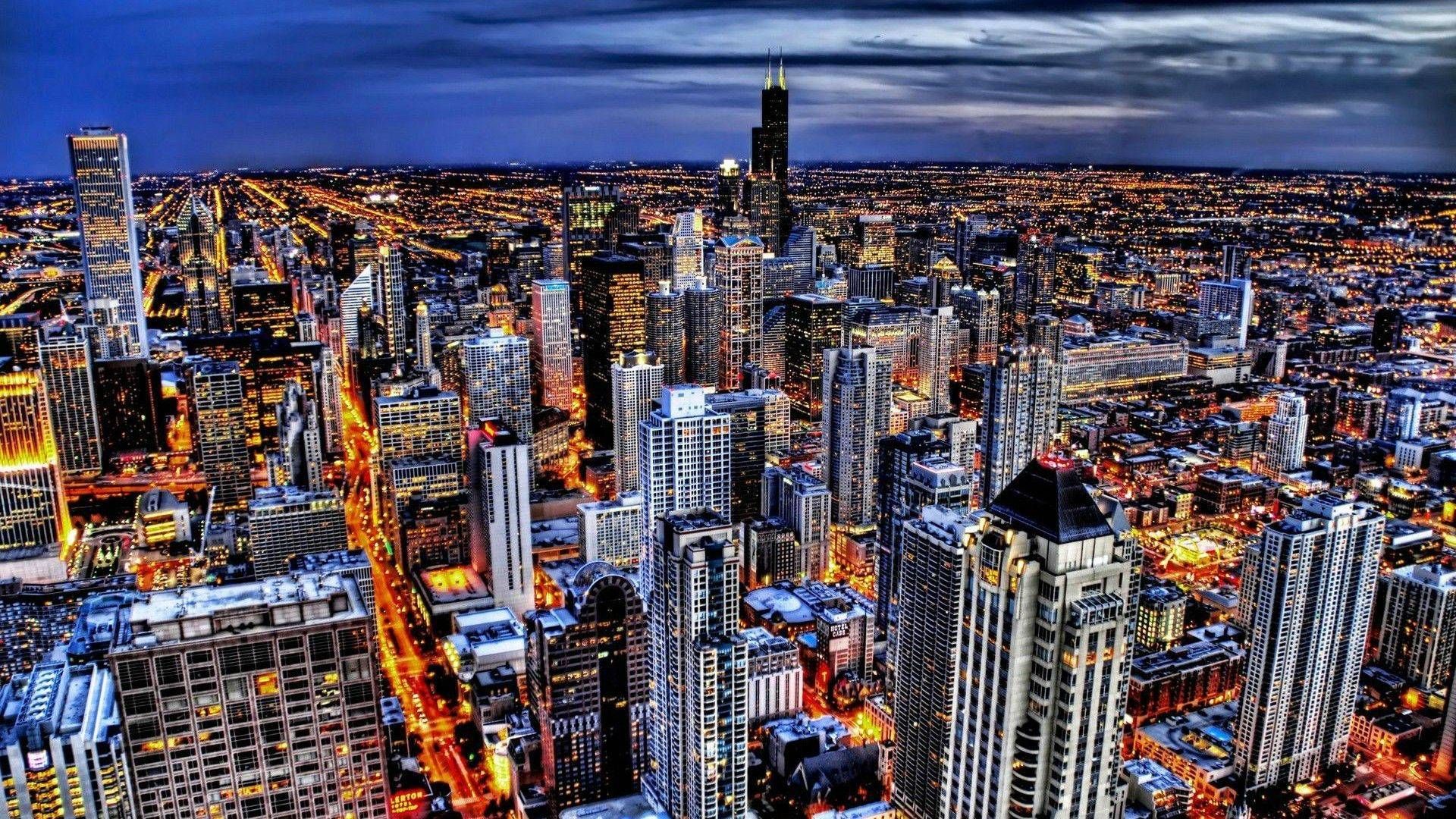 Chicago Night Lights American Cities City Photos Picture For