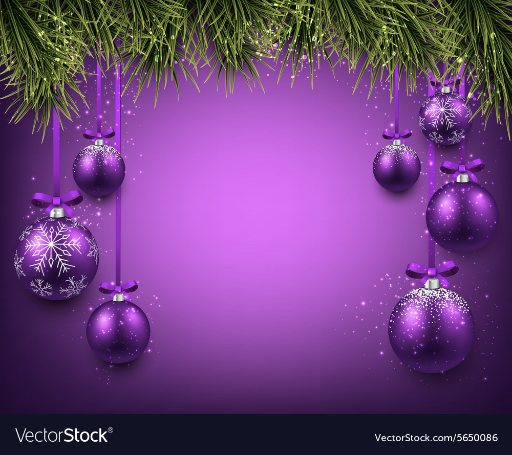 Background With Purple Christmas Balls Royalty Vector