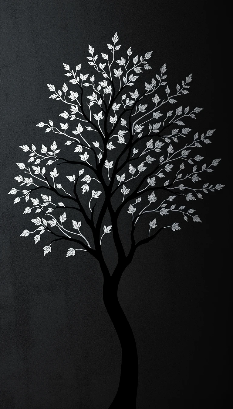 Black And Silver Tree Wallpaper
