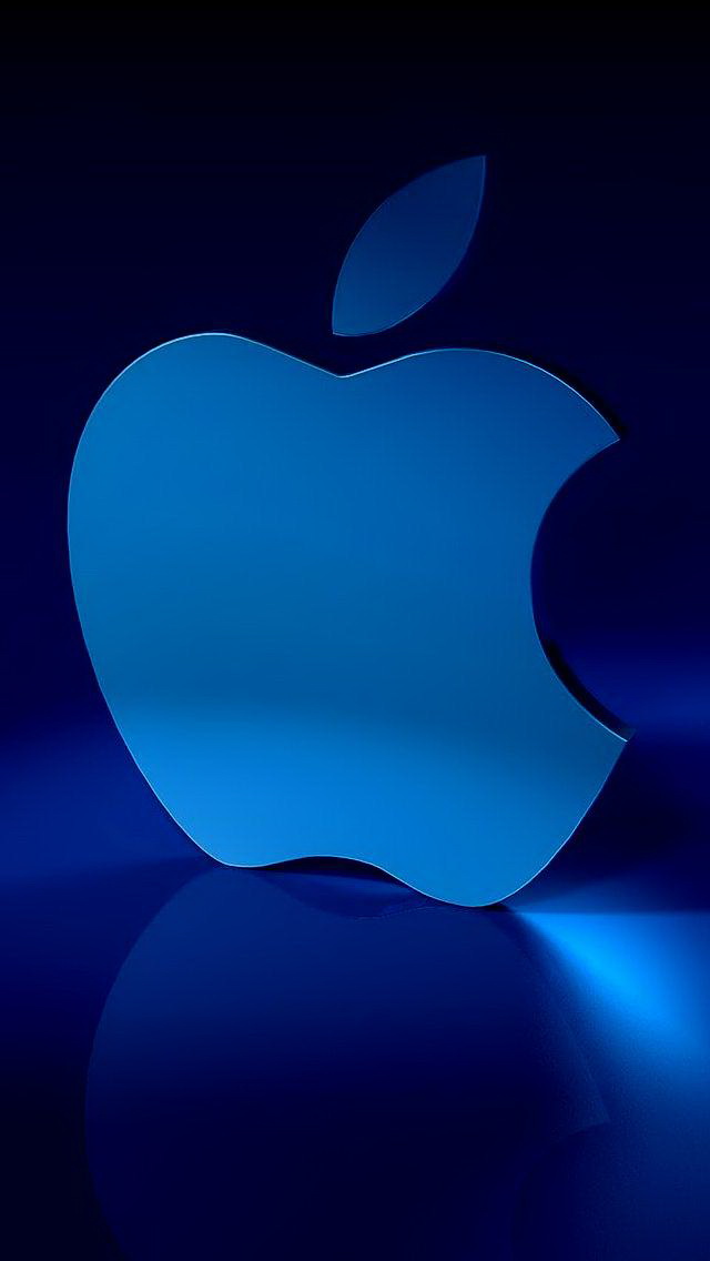 3D Blue Apple Logo Wallpaper   Free iPhone Wallpapers