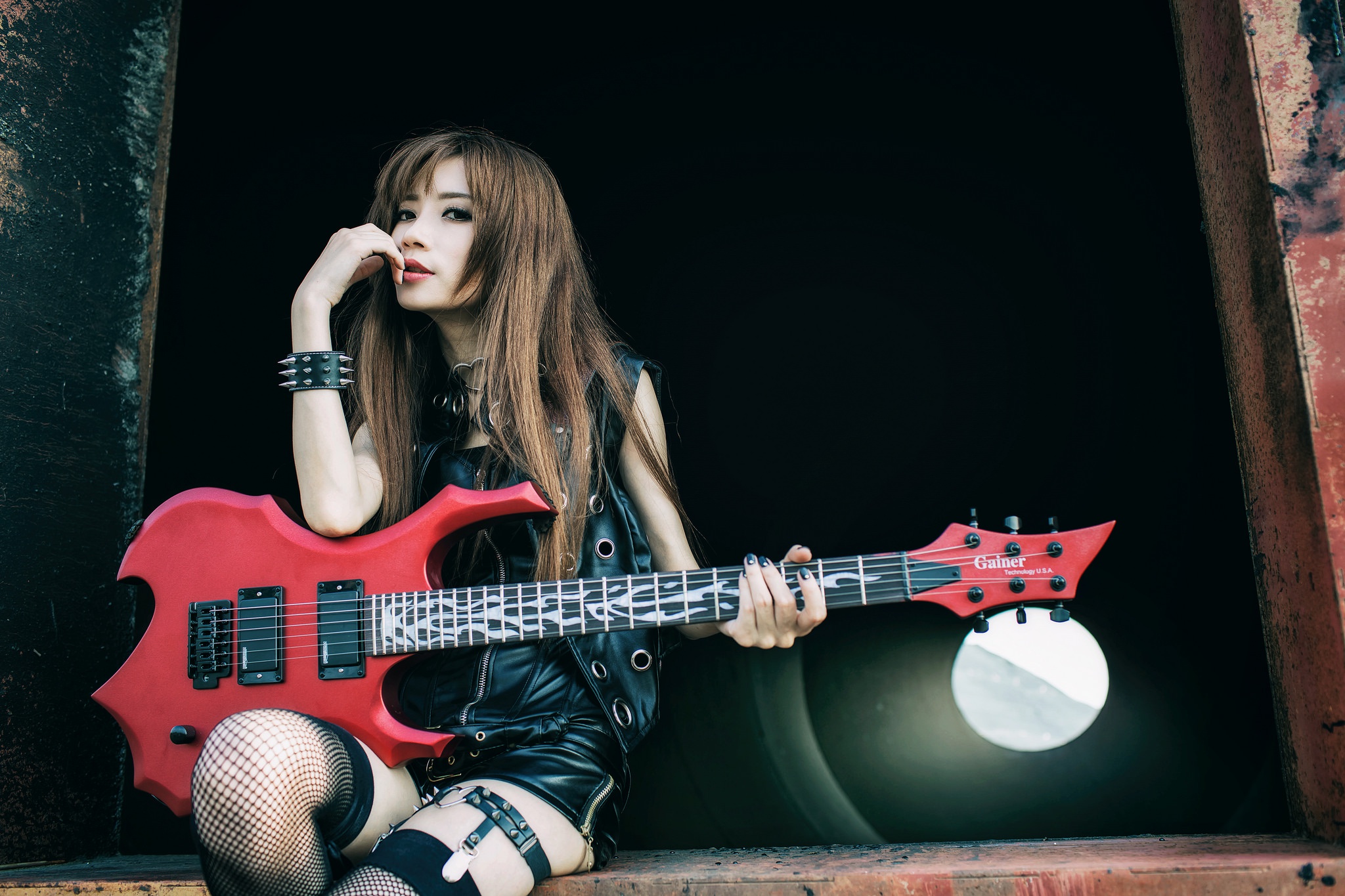 Garter Belt Musical Instrument Asian Guitar Women