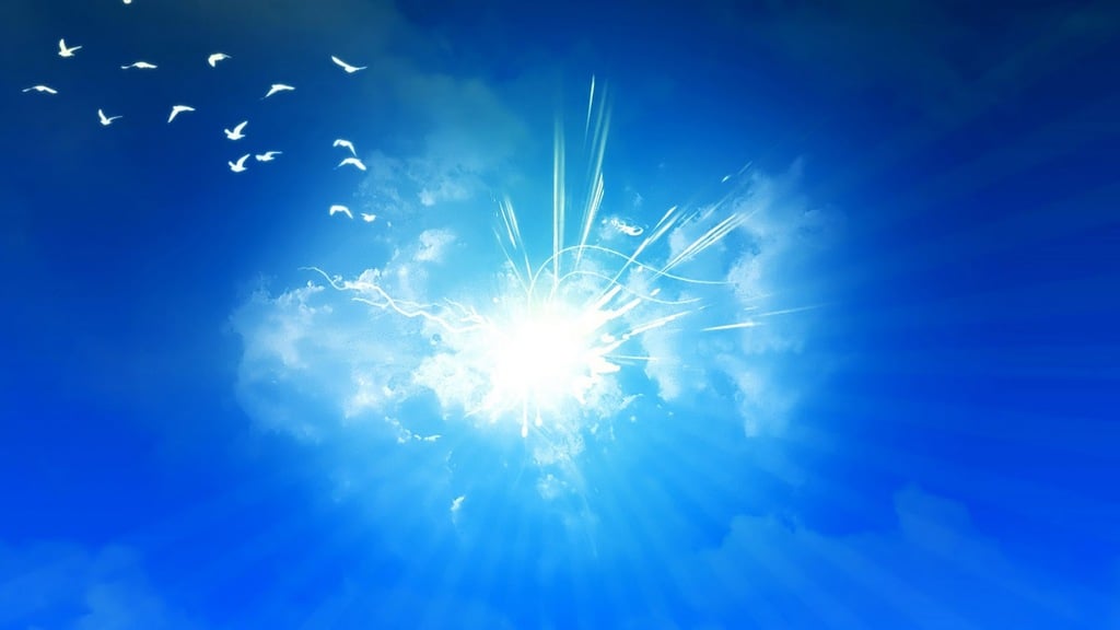 Free Clouds And White Light In The Middle And Birds Flying Backgrounds