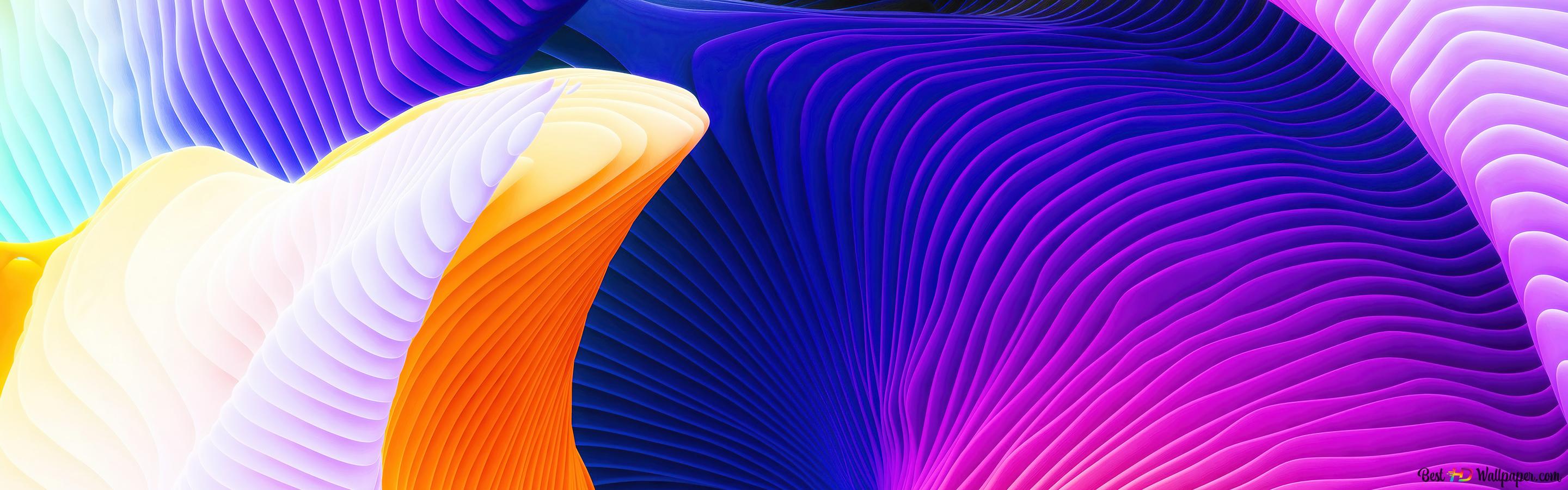 Abstract 4K wallpaper with vibrant colors and smooth curves, suitable for MacBook Pro Retina display