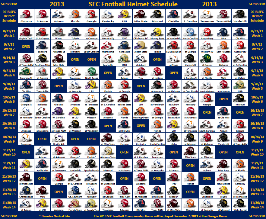 Sec Football Helmet Schedule Sec12
