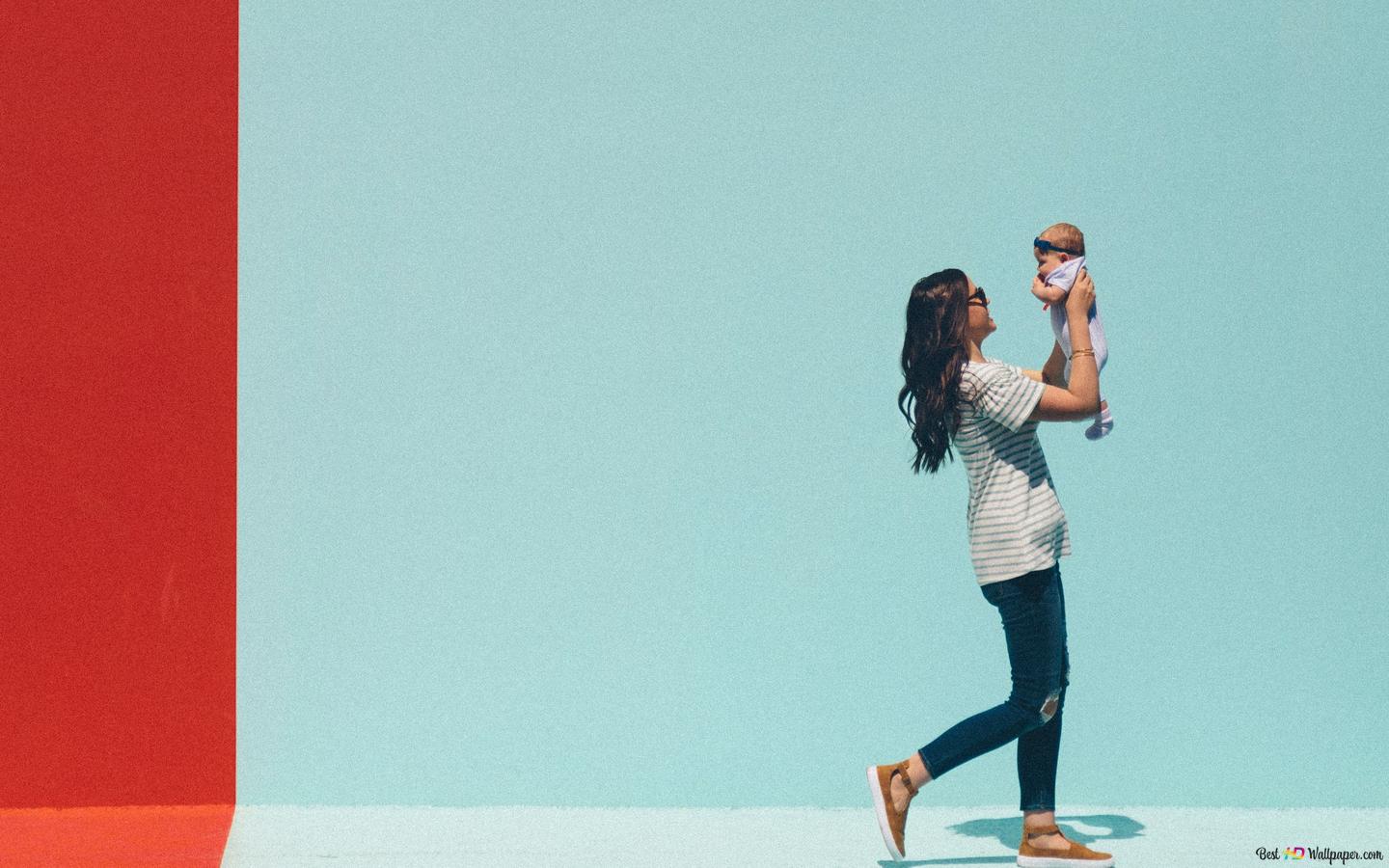 Mommy And Baby Strolling 4k Wallpaper
