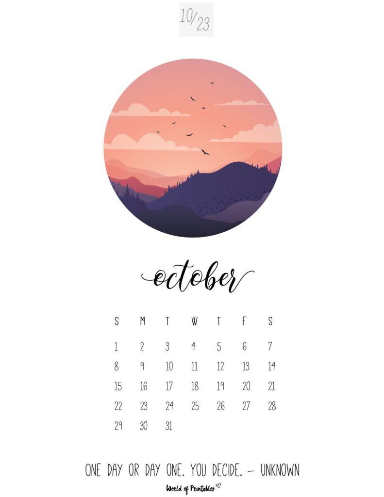 October Calendars Styles