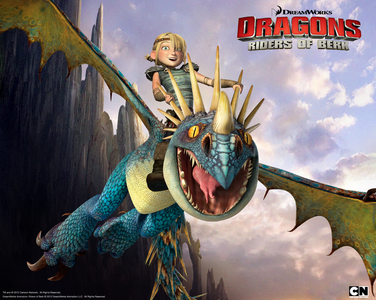 Astrid Riding Stormfly The Dragon From Dreamworks Riders Of Berk