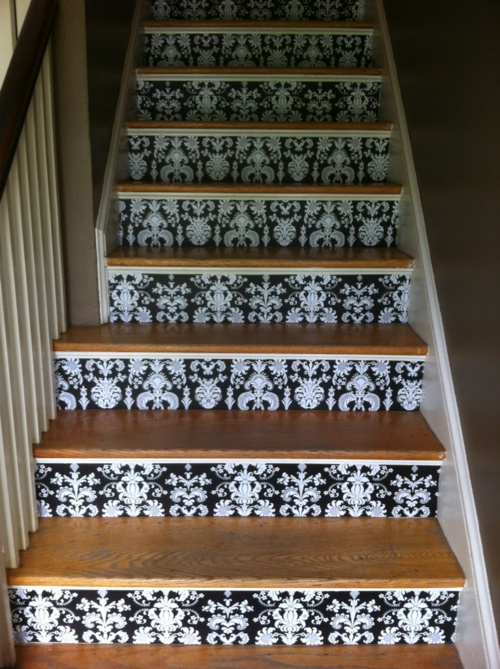 Wallpapered Stair Risers Stairs