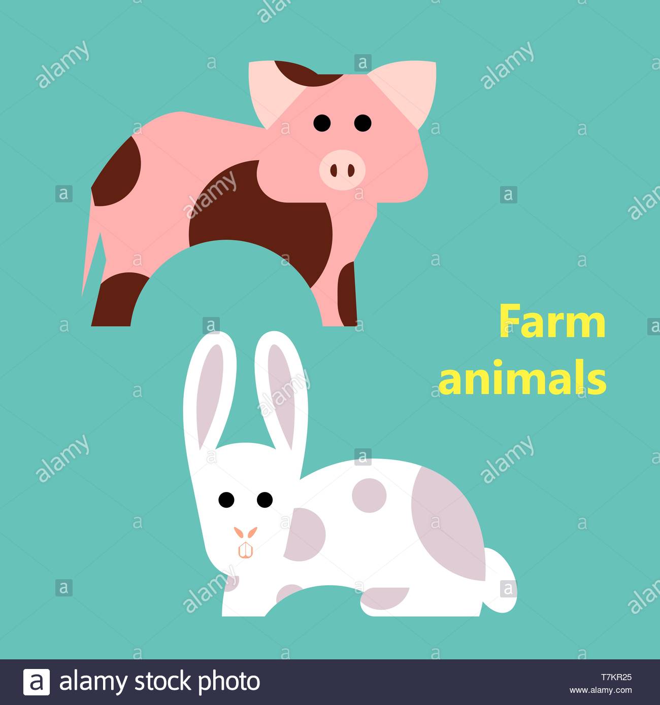 Free download The Farm animals pig and rabbit on simple color