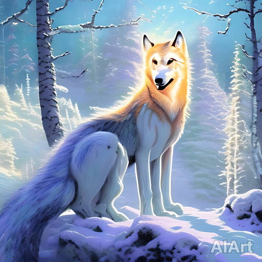 Ice Fire Wolf By Aurathesilkwing Dftozx6 Pre Wallpaper