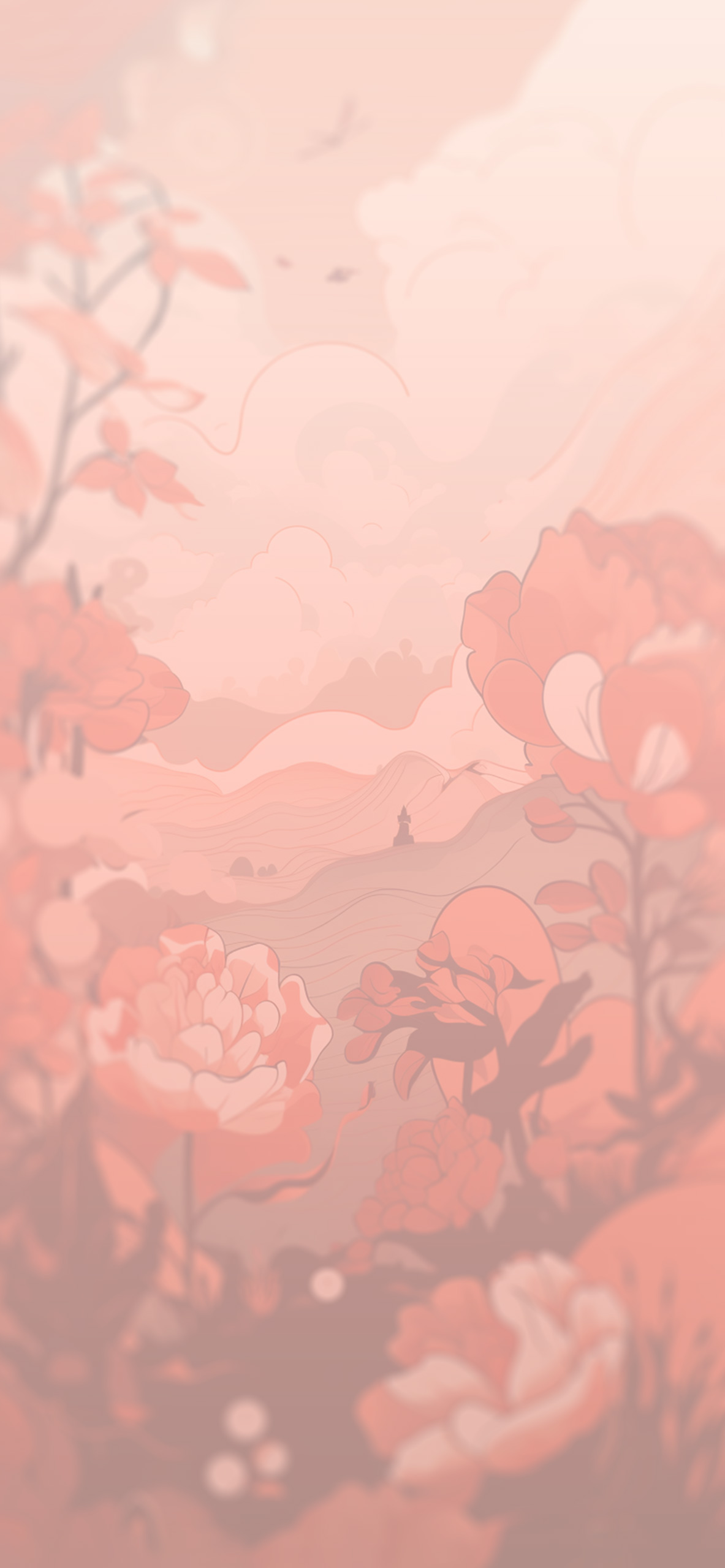 Red Flowers Clouds Aesthetic Wallpaper