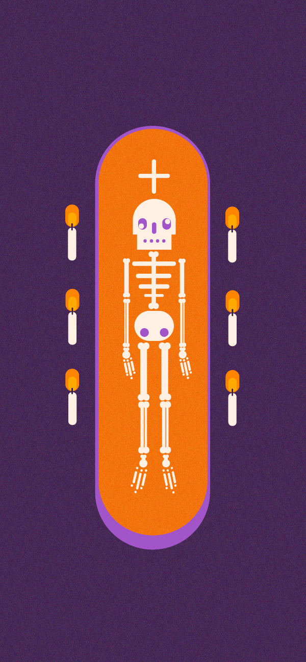 Skeleton In A Casket iPhone Wallpaper