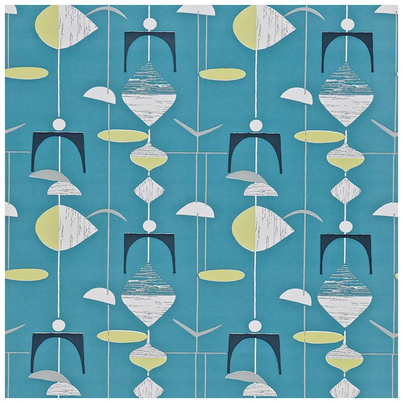  Slate Blue Lime wallpaper from the 50s collection priced per roll
