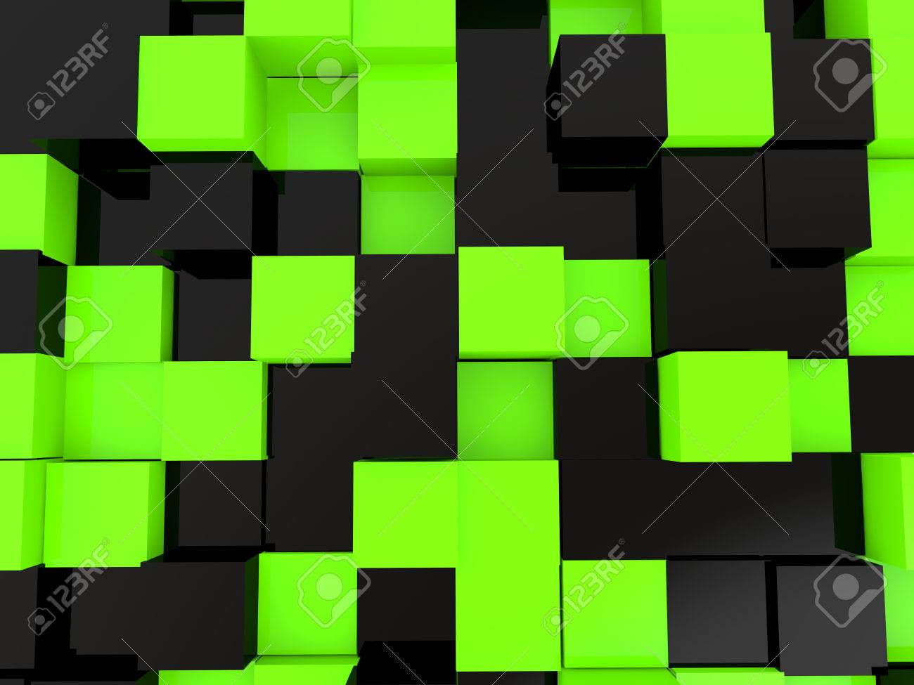 3d Black And Green Cubes Background Stock Photo Picture