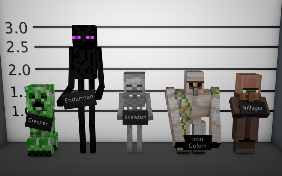 Minecraft Mob Lineup Wallpaper By Younggee