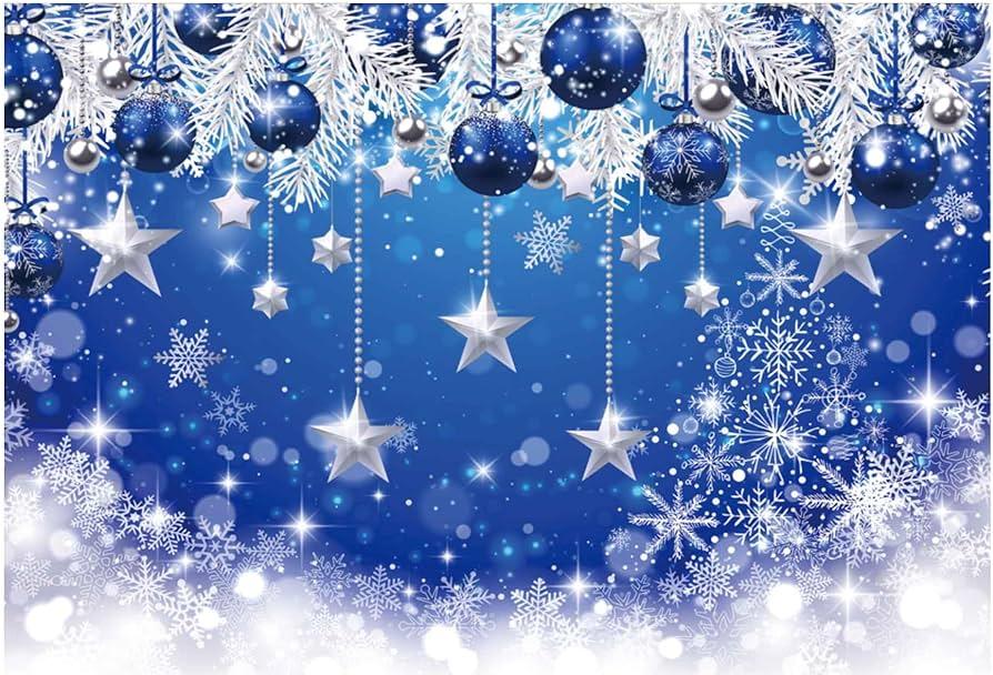 Amazoncom Funnytree 7x5FT Blue Christmas Backdrop Merry Xmas