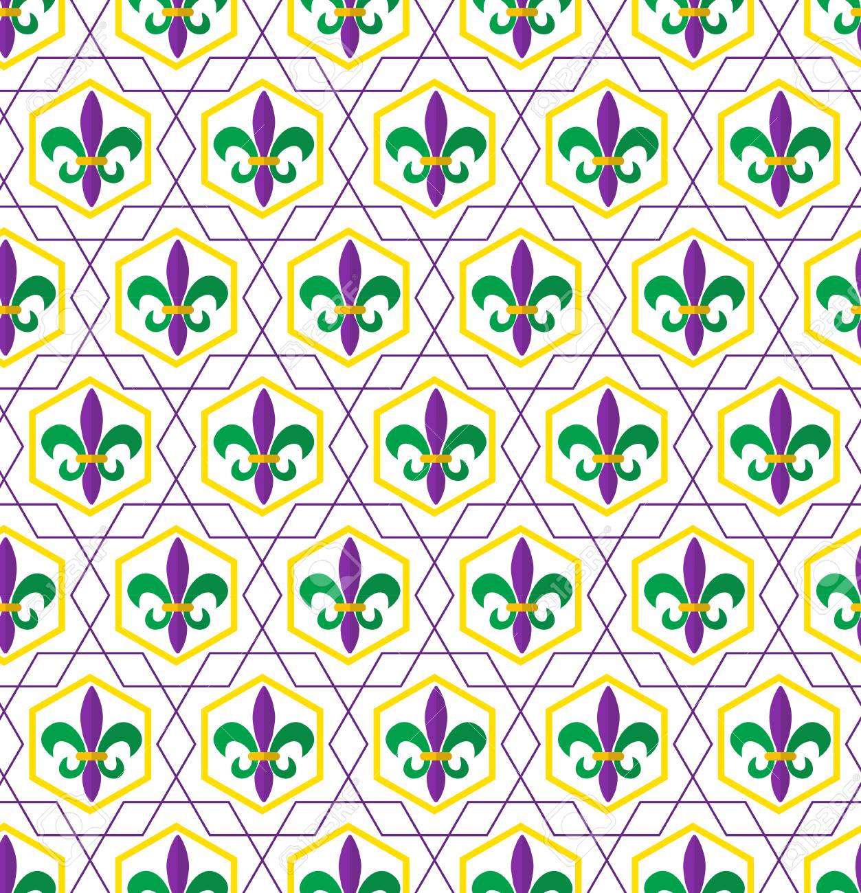Mardi Gras Fleur De Lis Pattern Repeating Texture Endless
