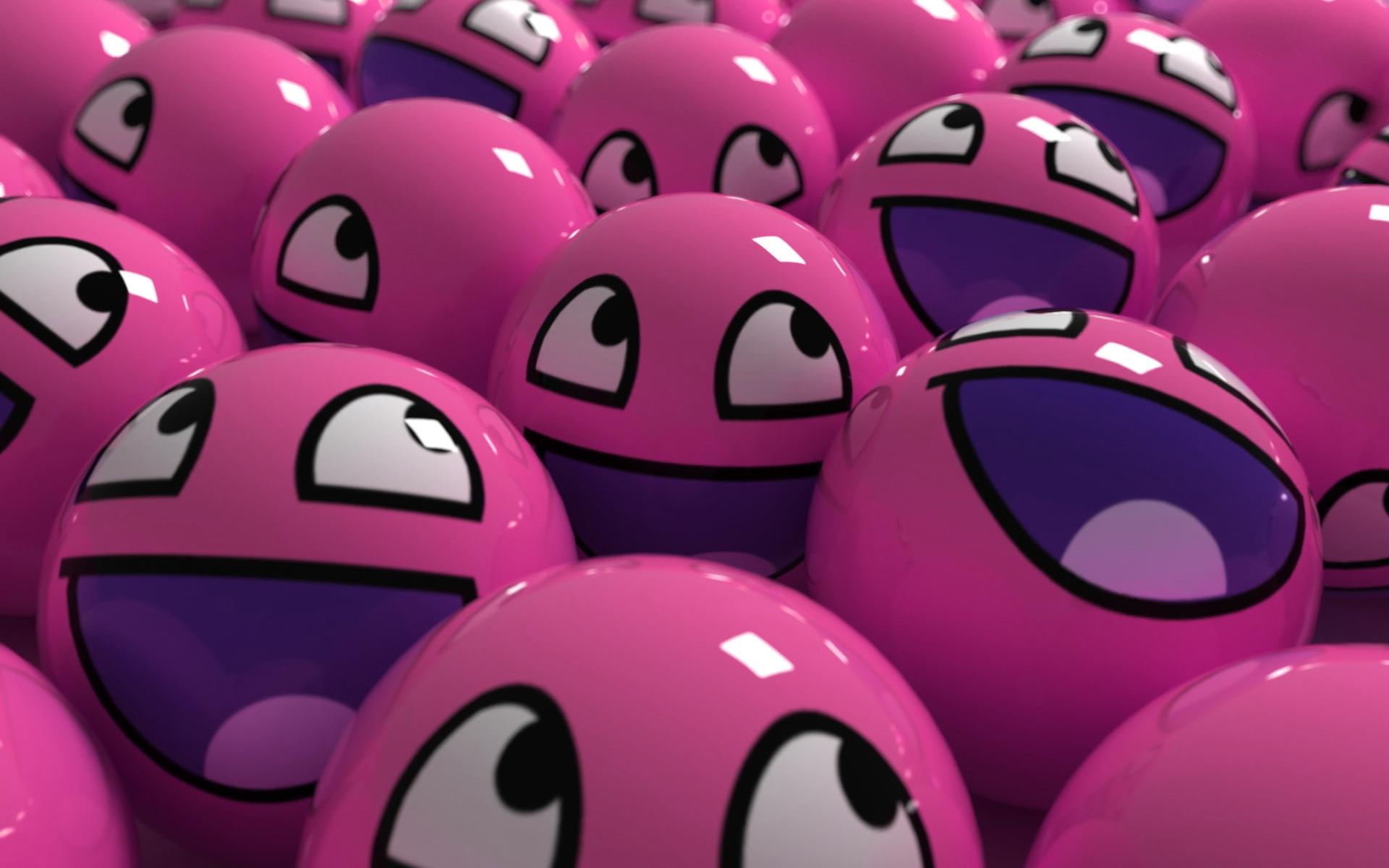 Cute Pink Smiley Balls Wallpaper