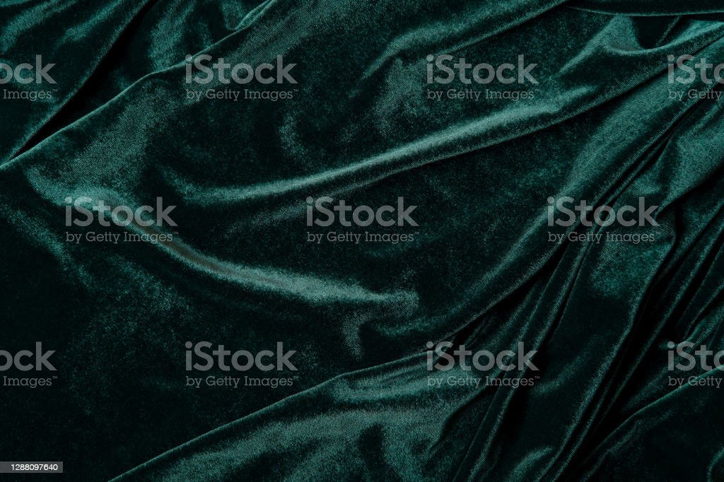 Tidewater Green Color Velvet Fabric Background Close Up Of Green