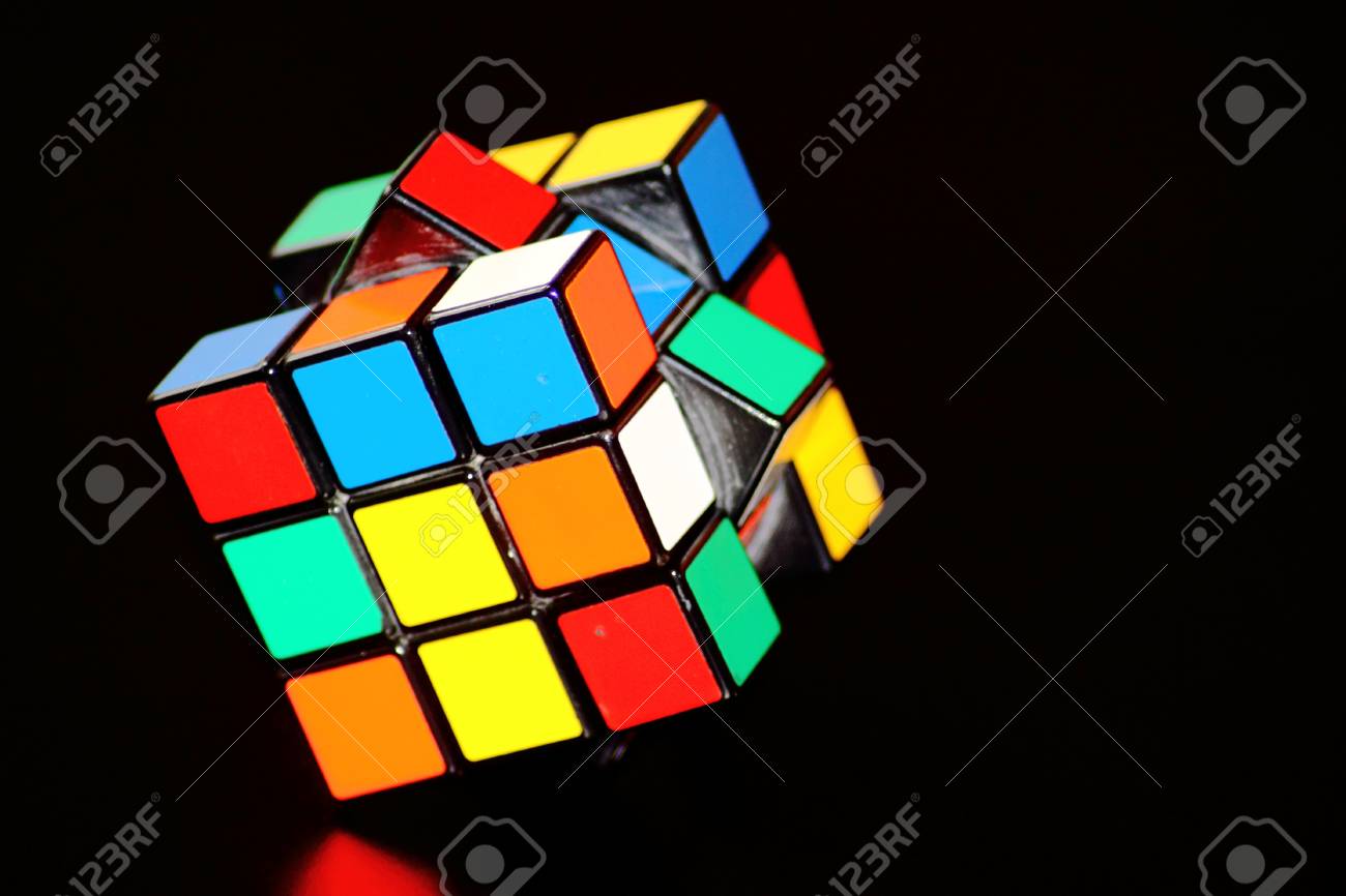 Rubik S Cube Isolated On Black Background Stock Photo Picture And