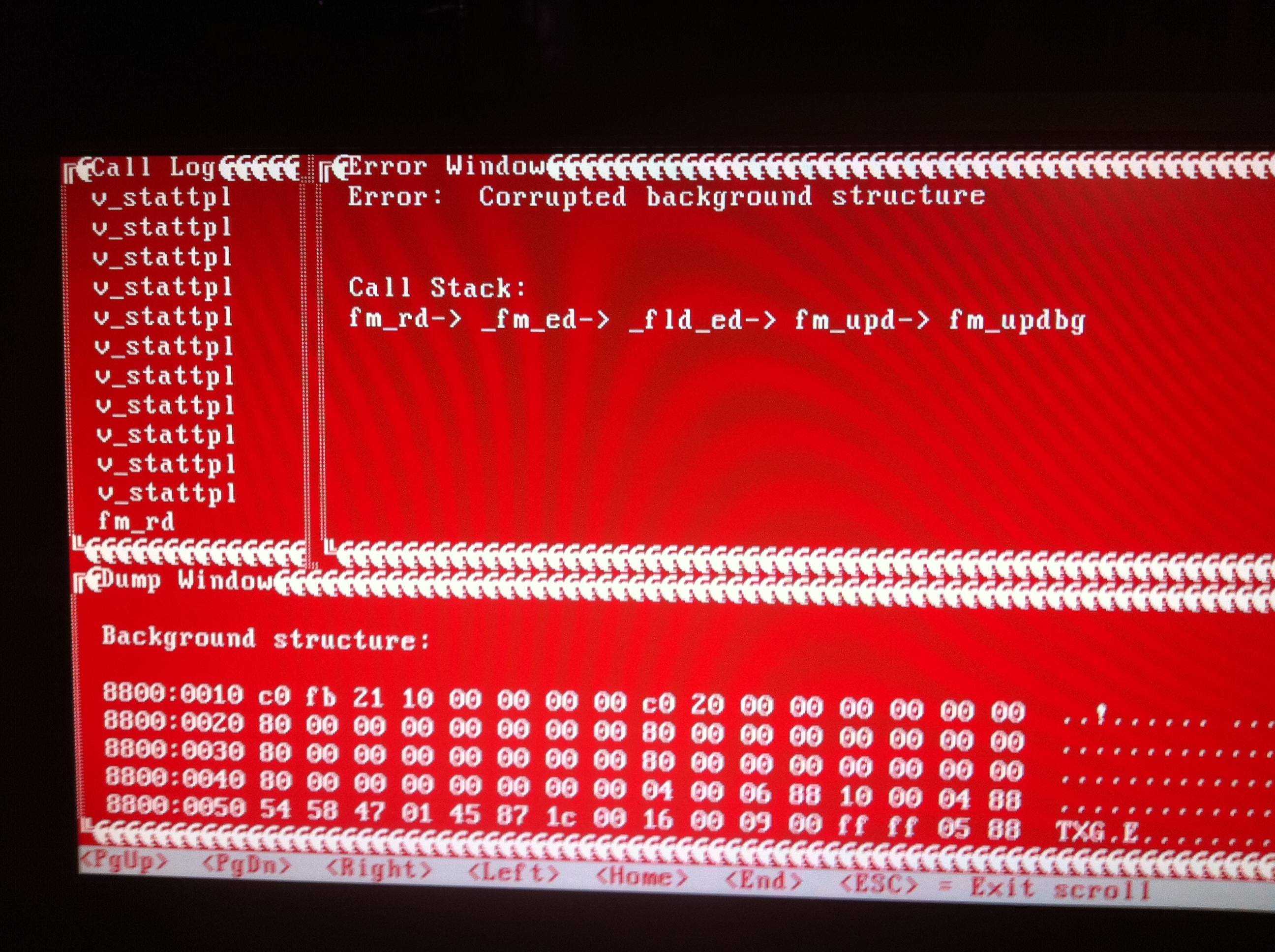 Red Screen Of Death On Old Dos Accounting Software Corrupted